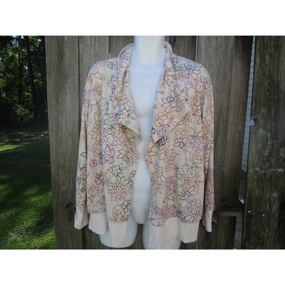 Cuddl Duds Multi Color Turtle Neck Open Front Cardigan Lounge Wear Pockets L - Picture 3 of 8
